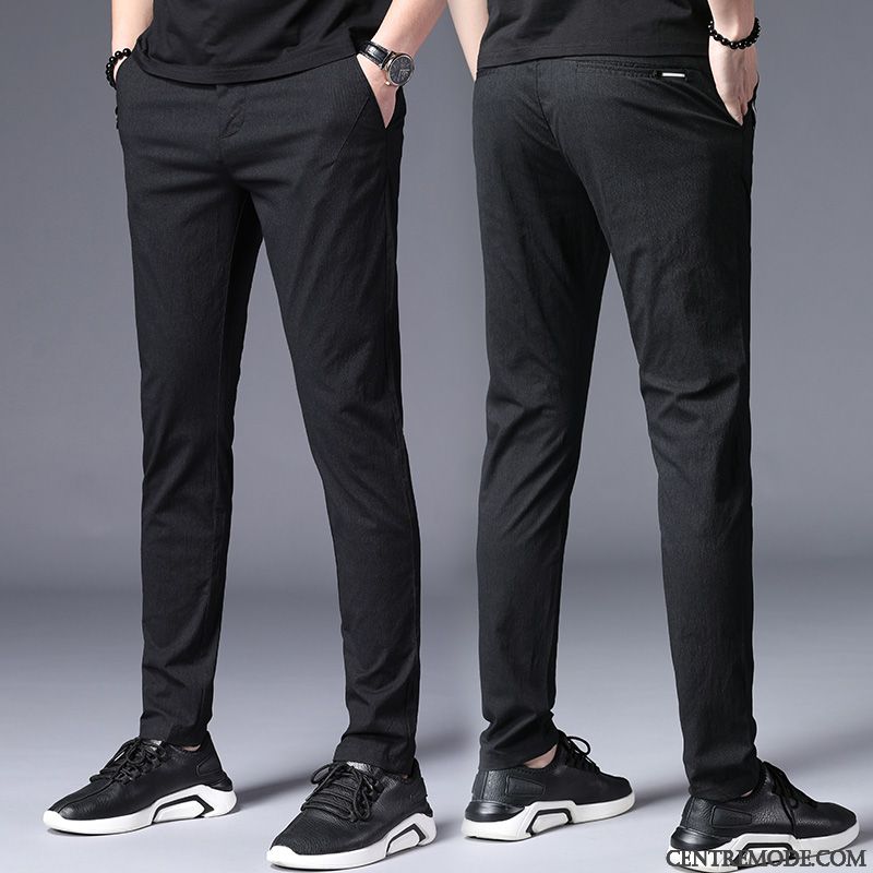 Pantalons Homme Mode Beau Légère Été Tendance Slim Noir