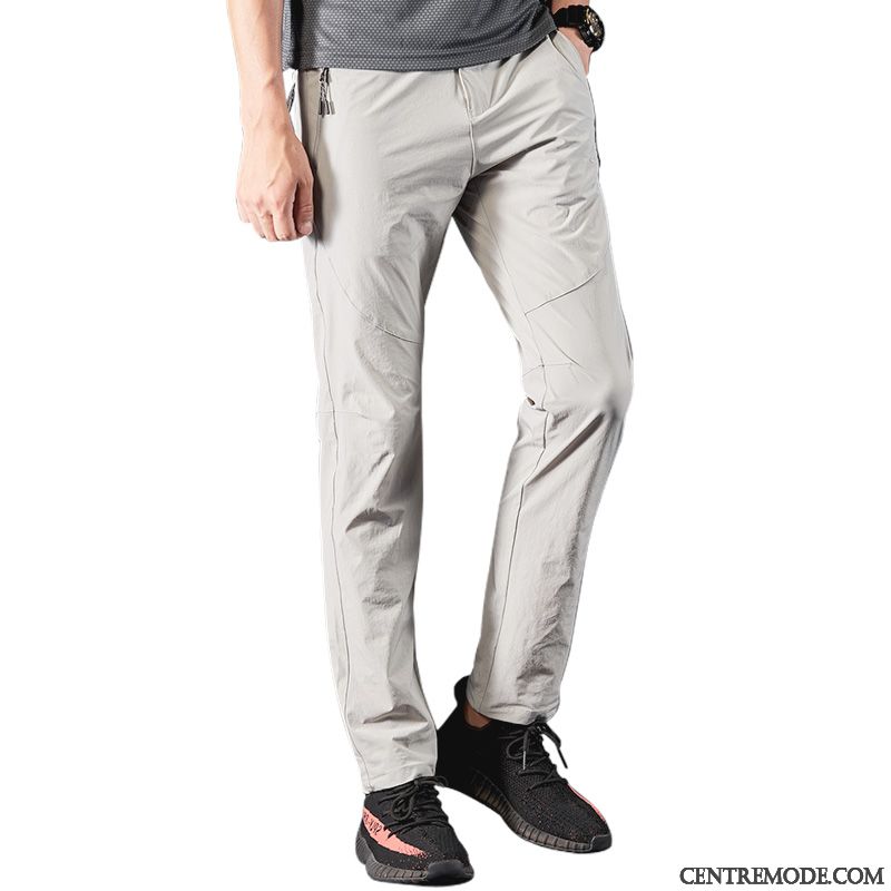 Pantalons Homme Printemps Slim Ultra Soie De Glace L'automne Les Pantalons De Survêtement Gris