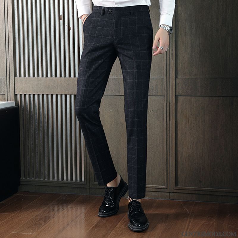 Pantalons Homme Professionnel L'automne Beau Carreaux Tendance Printemps Noir