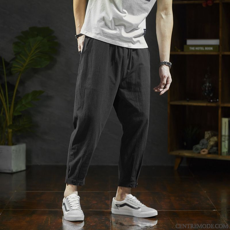 Pantalons Homme Serrés Tendance Été Printemps Baggy Sport Noir