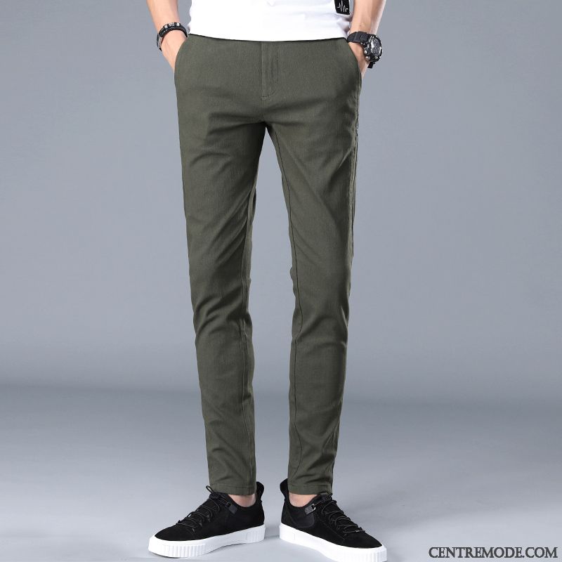 Pantalons Homme Slim Baggy Été Jambe Droite Tendance Légère Vert