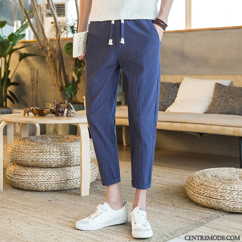 Pantalons Homme Tendance Slim Légère Collants Décontractée Baggy Bleu Marin