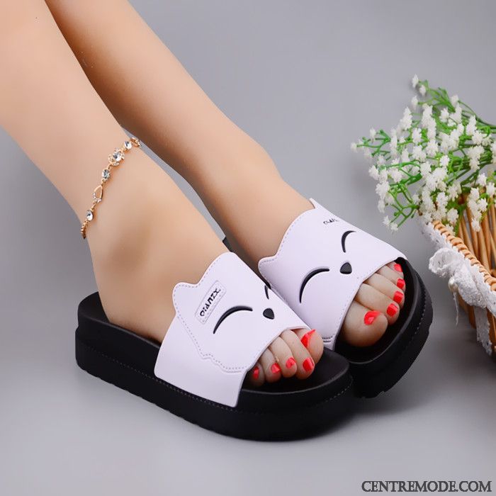 Pantoufle Chaude Femme, Pantoufles Chaudes Et Confortables Blanc D'huître Gris