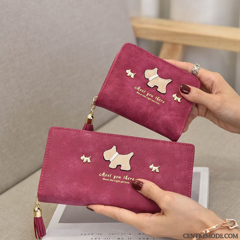 Portefeuille Femme Fermeture Éclair Longue Section Le Nouveau Pochette Petit Rose