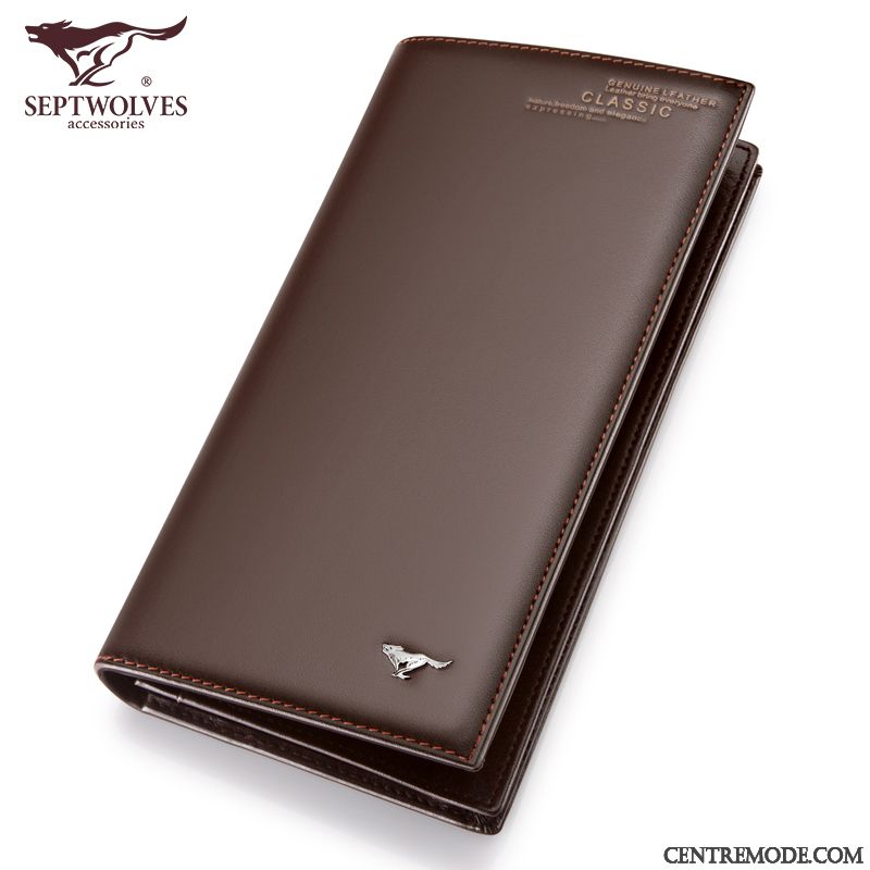 Portefeuille Homme Marron Loisir Portefeuilles Authentique Cuir De Vache Cuir Véritable