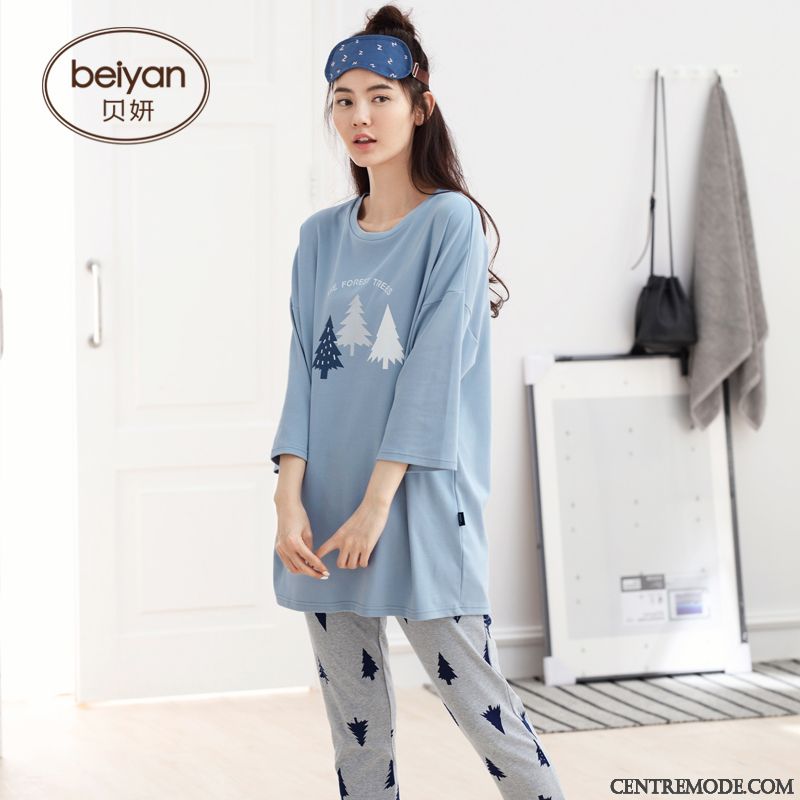 Pyjamas Habillé Femme En Vente, Pyjamas Stretch Femme Steelblue Rose Saumon