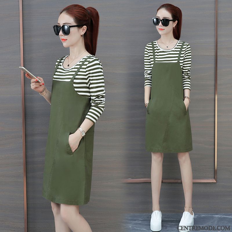 Robes Femme Été Mode L'automne Baggy Mince Décontractée Vert