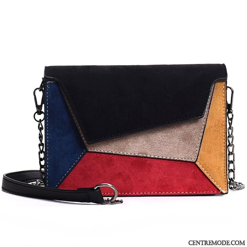 Sac À Bandoulière Femme Chaîne Mode Tendance Petit Hiver Givré Couleur De Contraste Rouge