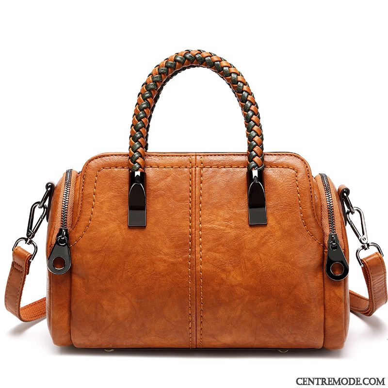 Sac À Bandoulière Femme Le Nouveau Cuir Véritable Loisir Sac À Main Tissage All-match Marron