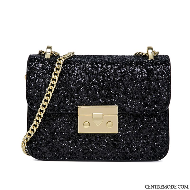 Sac À Bandoulière Femme Paillettes Texture Petit Mode Ciel Étoilé Le Nouveau Noir