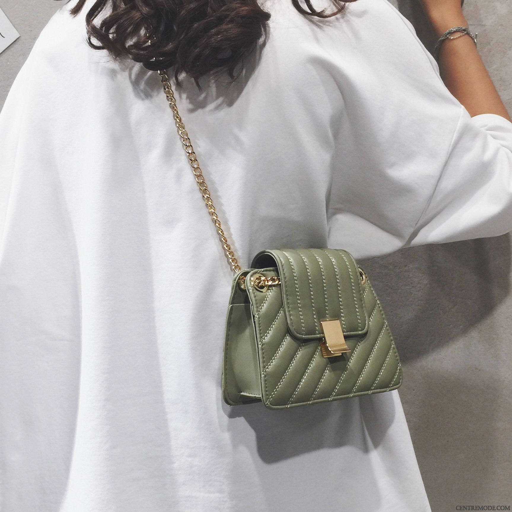 Sac À Bandoulière Femme Petit Chaîne Rétro Rhombe Été Tendance Vert