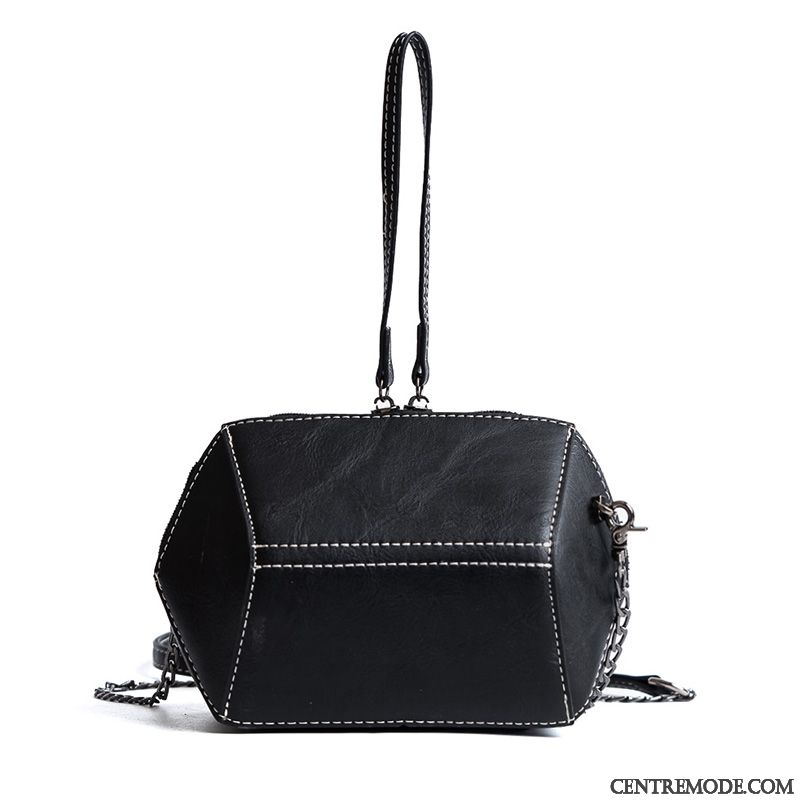 Sac À Bandoulière Femme Rétro Personnalité Chaîne Petit Sac À Main All-match Noir