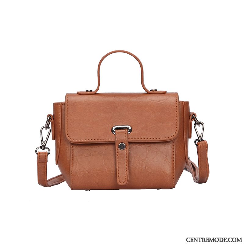 Sac À Bandoulière Femme Sac De Messager Rétro Mode Petit All-match Tendance Marron