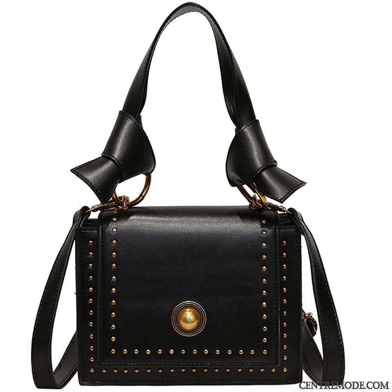 Sac À Bandoulière Femme Sac De Messager Rétro Petit Le Nouveau Mode Tendance Noir