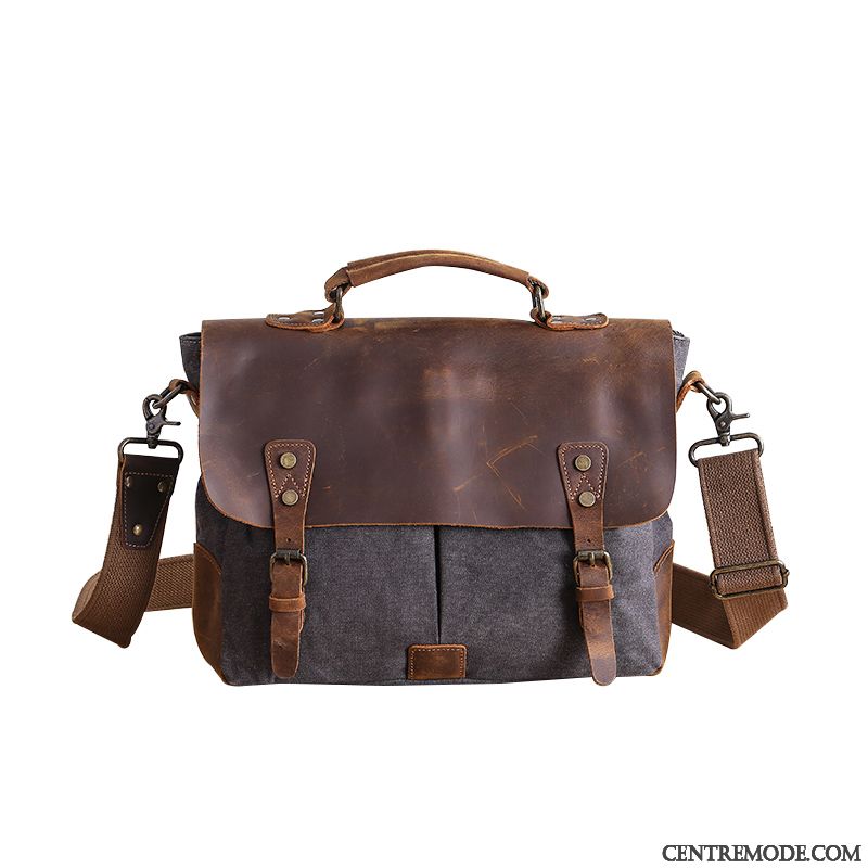 Sac À Bandoulière Homme Art Le Nouveau Sacs À Bandoulière Toile Tissu Sac À Dos Marron