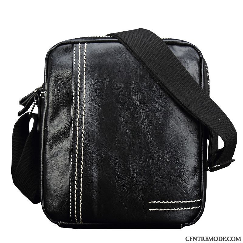 Sac À Bandoulière Homme Britanique Le Nouveau Tendance Loisir Sac De Messager Petit Noir