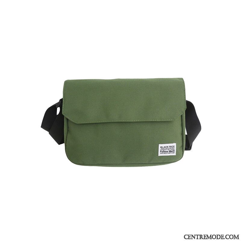 Sac À Bandoulière Homme Femme Toile Étudiant Art Tendance Rétro Vert