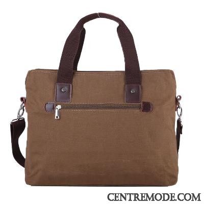 Sac À Bandoulière Homme Loisir Gros Rétro Toile Sac De Messager La Coupe Transversale Marron Gris