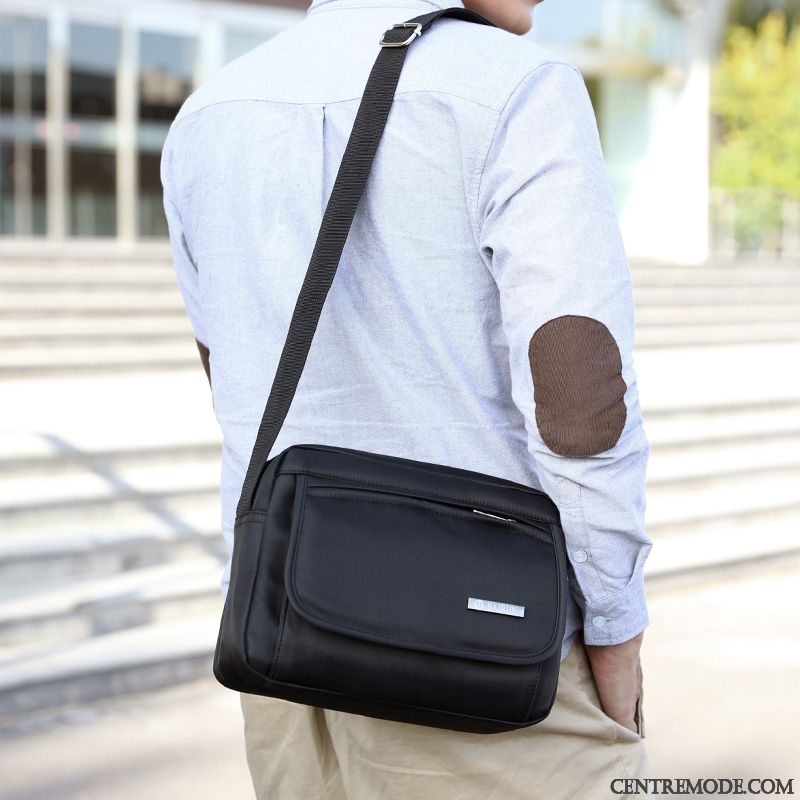 Sac À Bandoulière Homme Lumière Loisir Mallette Sac De Messager Multi-poche Étanche Noir