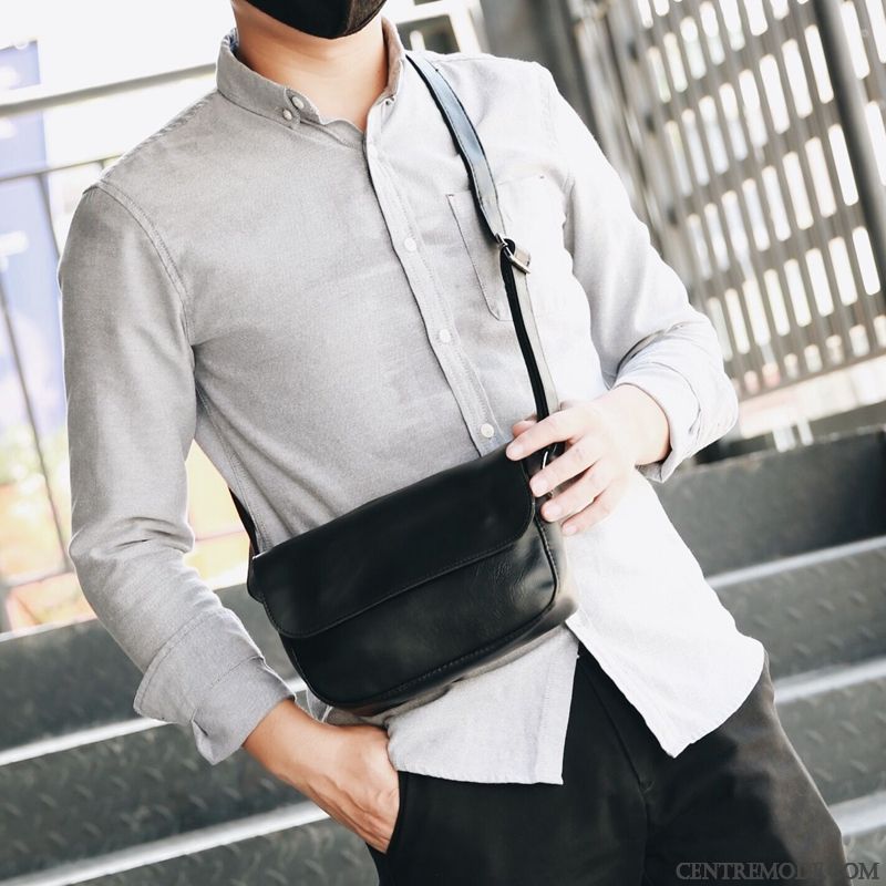 Sac À Bandoulière Homme Petit Sac À Dos Fermeture Éclair Sac Poitrine Tendance Voyage Noir