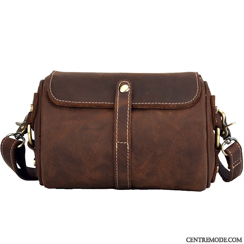 Sac À Bandoulière Homme Petit Simple Cuir De Vache Loisir Sacs À Bandoulière Rétro