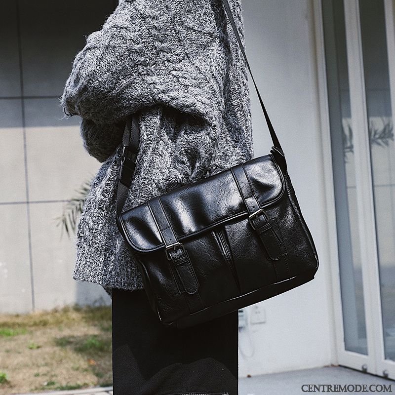 Sac À Bandoulière Homme Rétro Sacs À Bandoulière Sac À Dos Le Nouveau Sac Poitrine Tendance Noir