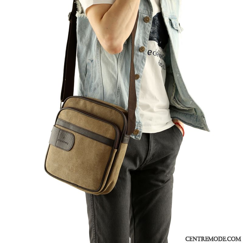 Sac À Bandoulière Homme Sac De Messager Loisir Toile Petit Sacs À Bandoulière Tendance