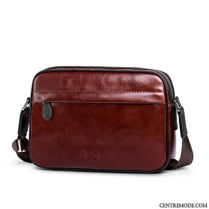 Sac À Bandoulière Homme Sac À Dos Tendance Multifonctions Sac De Messager Petit Loisir Marron