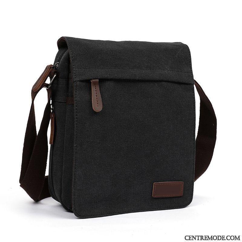 Sac À Bandoulière Homme Simple Jeunesse Loisir Sacs À Bandoulière Sac De Messager Toile Noir