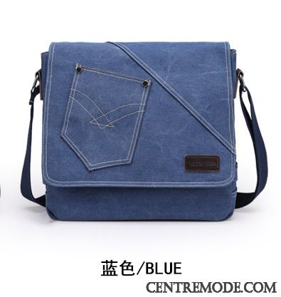 Sac À Bandoulière Homme Tendance La Coupe Transversale Étudiant Toile Jeunesse Loisir Bleu