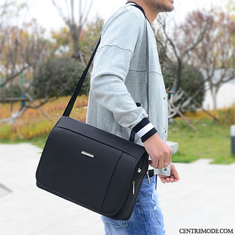 Sac À Bandoulière Homme Tendance Tissu Oxford Étanche Le Nouveau Loisir Sac De Messager Noir