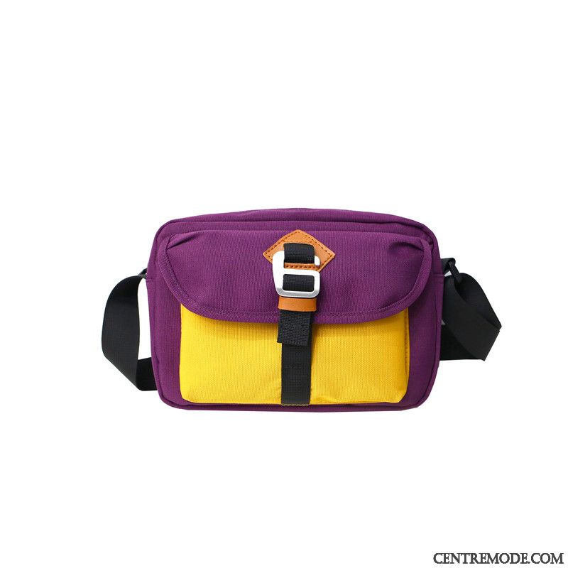 Sac À Bandoulière Homme Toile Petit Sacs À Bandoulière Hip Hop Sac De Messager Tendance Violet