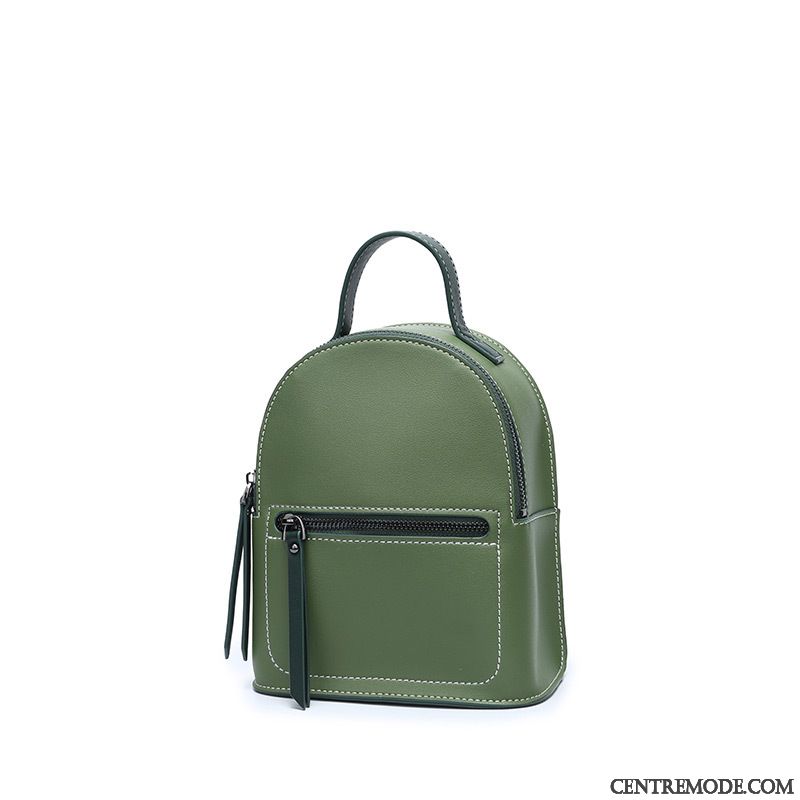 Sac À Dos Femme All-match Cuir De Vache Tendance Petit Le Nouveau Sac Poitrine Vert