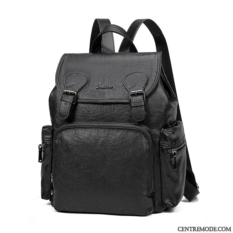 Sac À Dos Femme All-match Mode Tendance Le Nouveau Cuir De Vache Antivol Noir