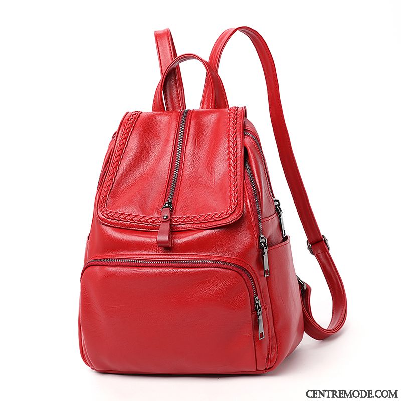 Sac À Dos Femme All-match Étudiant Campus Le Nouveau Mode Tendance Rouge