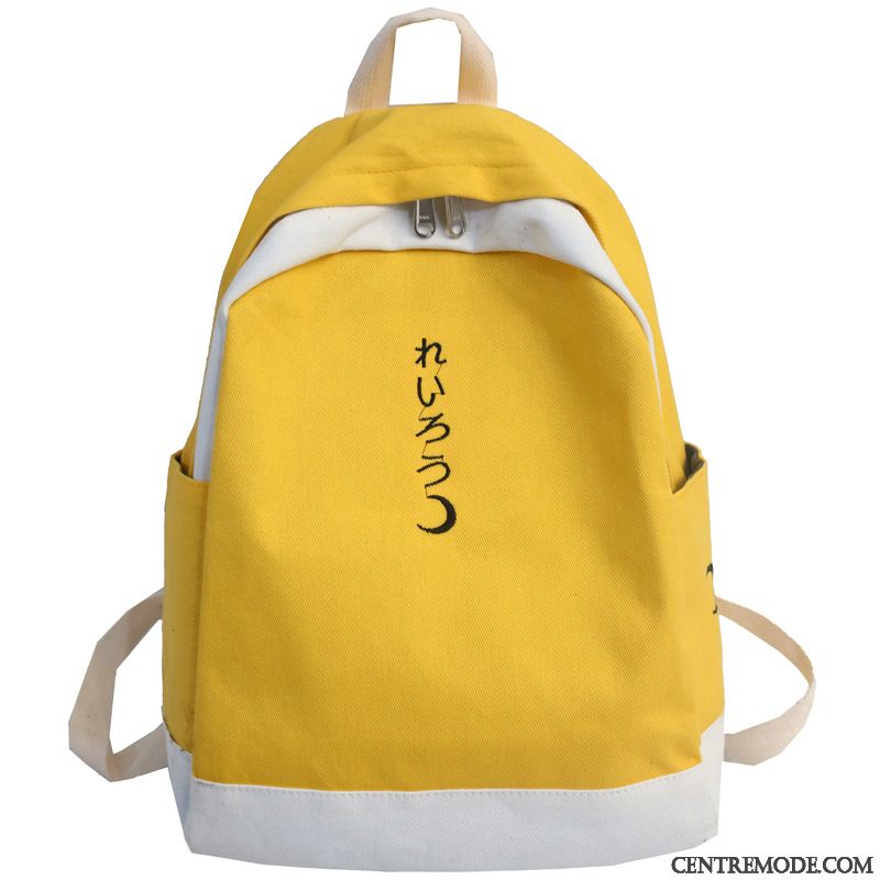 Sac À Dos Femme Campus École Secondaire Cartable Gros Toile Étudiant Jaune