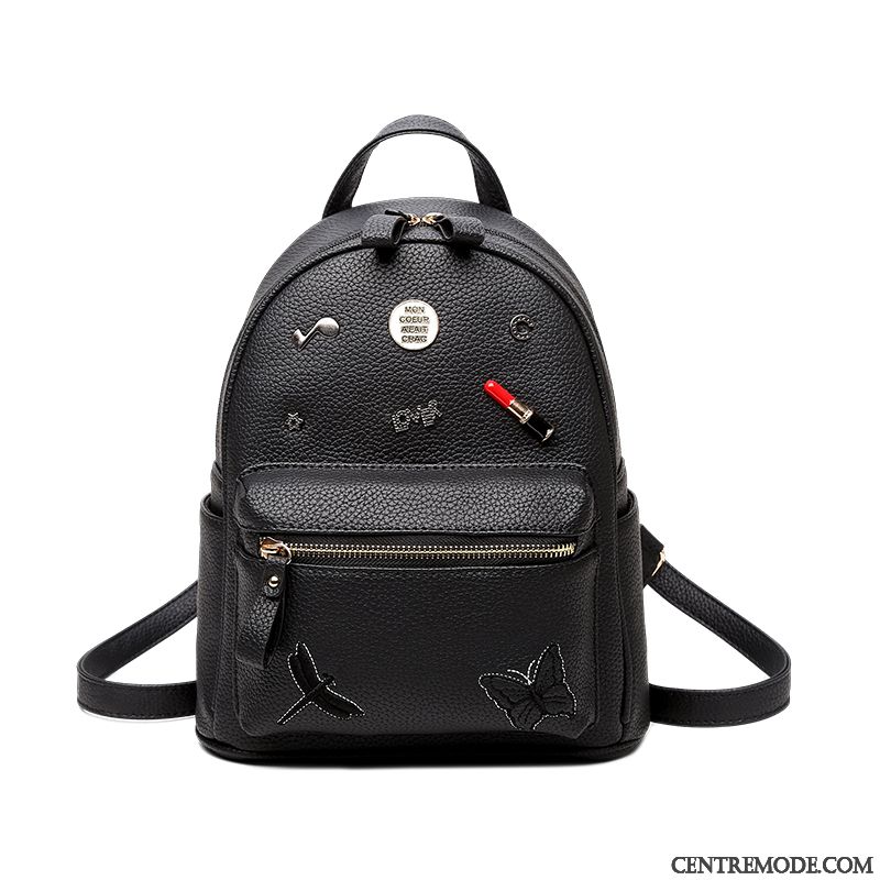 Sac À Dos Femme Cartable Mini Loisir Tendance Le Nouveau Étudiant Noir