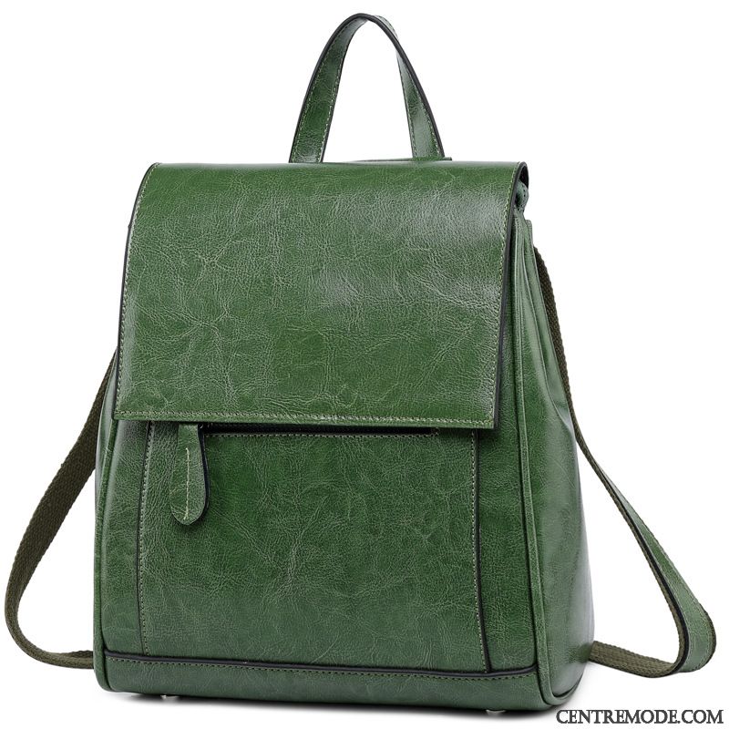 Sac À Dos Femme Cuir De Vache Le Nouveau Tendance Cuir Véritable Peau Douce Voyage Vert