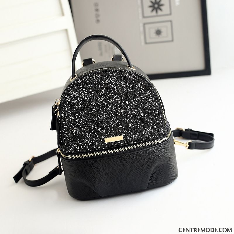 Sac À Dos Femme Mode Réseau Paillettes Petit Tendance Le Nouveau Noir Rouge