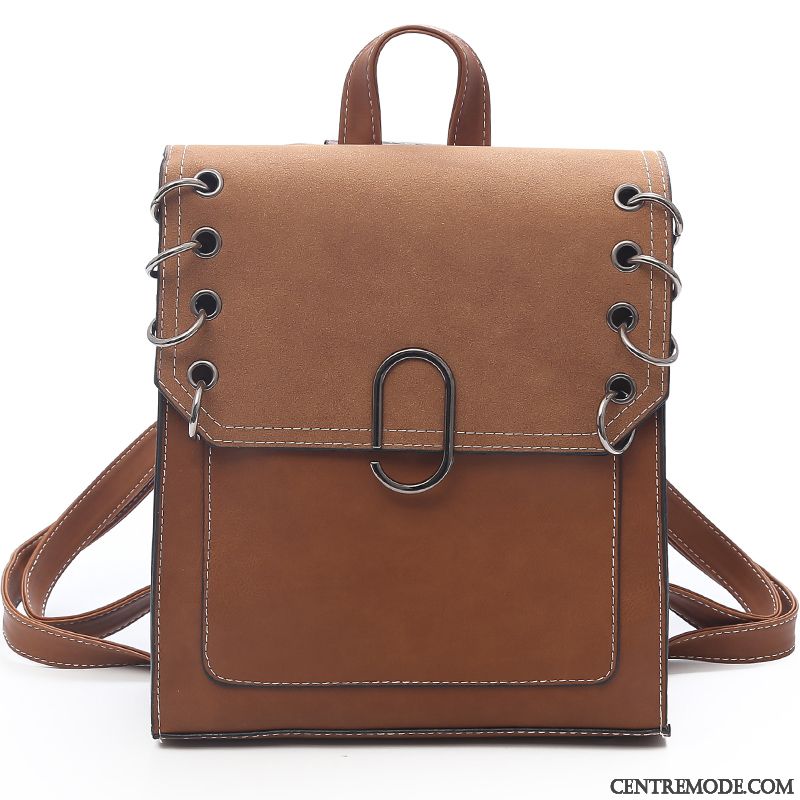 Sac À Dos Femme Mode Étudiant Tendance Britanique Rétro All-match Jaune Marron