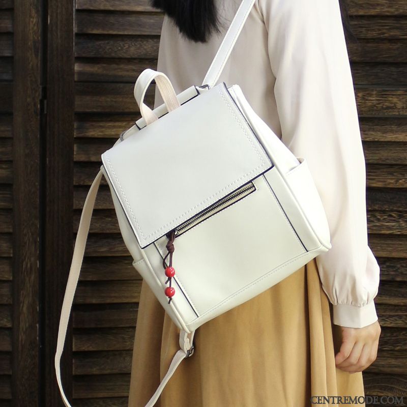 Sac À Dos Femme Peau Douce Art Ultra Petit Trois Utilisations Simple Blanc