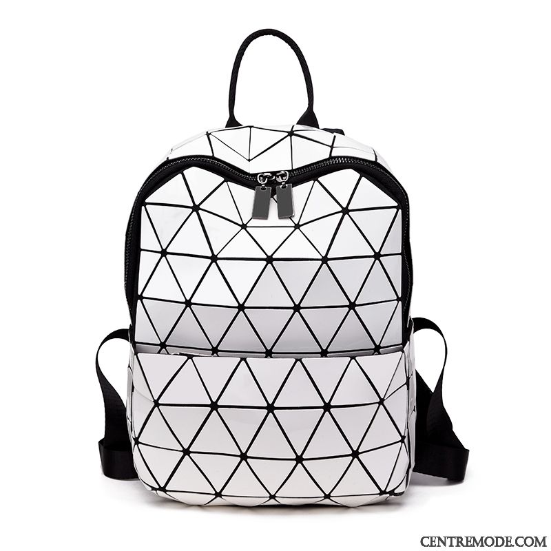 Sac À Dos Femme Plier Rhombe Étudiant Tendance Le Nouveau Mode Blanc