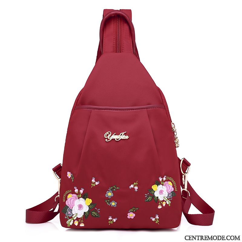 Sac À Dos Femme Toile Petit Sac Poitrine Loisir Sac De Messager Mini Rouge