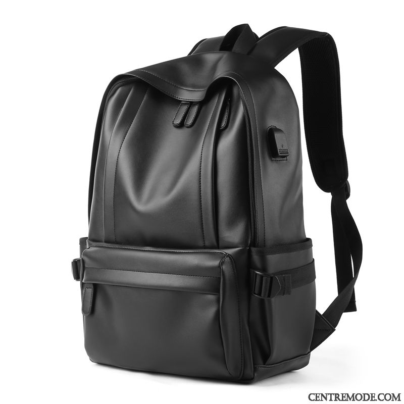 Sac À Dos Homme Cartable Milieu Tendance École Secondaire Étudiant Sac D'ordinateur Portable Noir