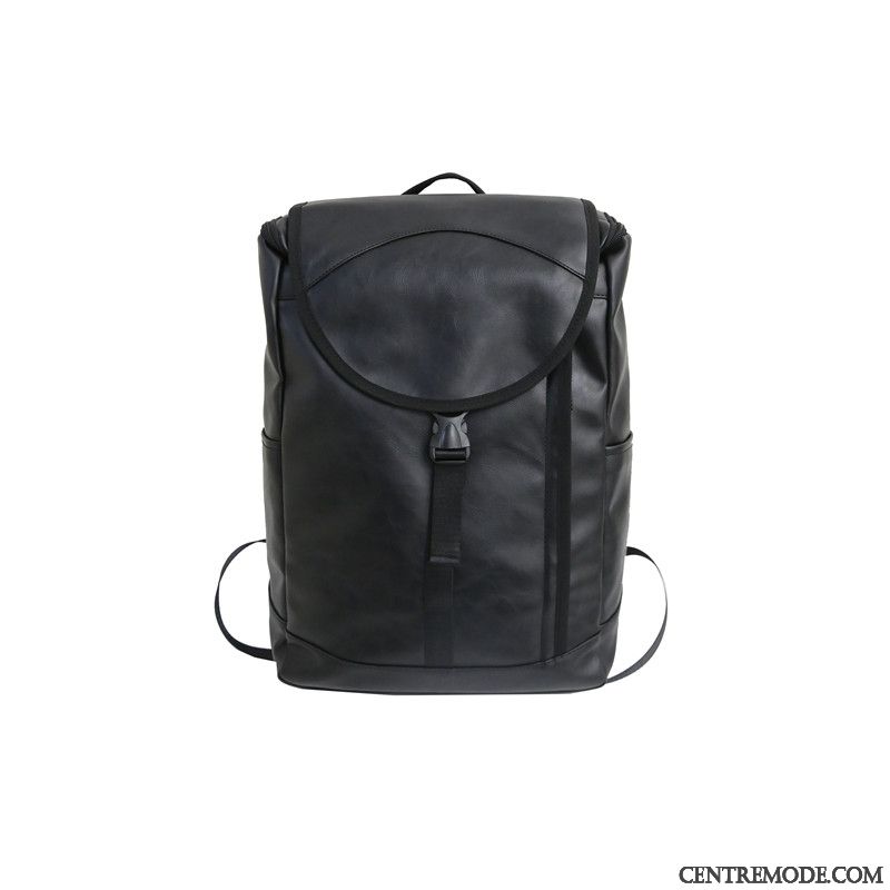 Sac À Dos Homme Europe Pu Cuir Loisir Tendance Voyage Cartable Noir