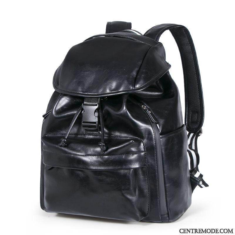 Sac À Dos Homme Jeunesse Loisir Simple Mode Sac D'ordinateur Portable Créatif Noir