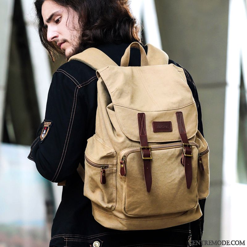 Sac À Dos Homme Loisir Gros Grande Capacité Toile Voyage Étudiant