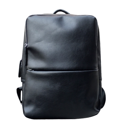 Sac À Dos Homme Loisir Le Nouveau Grande Capacité Simple Entreprise Cuir Véritable Noir