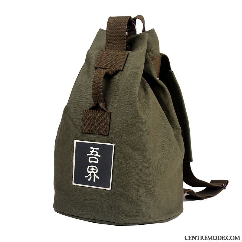 Sac À Dos Homme Loisir Mode Cartable Tourisme Toile Voyage Vert