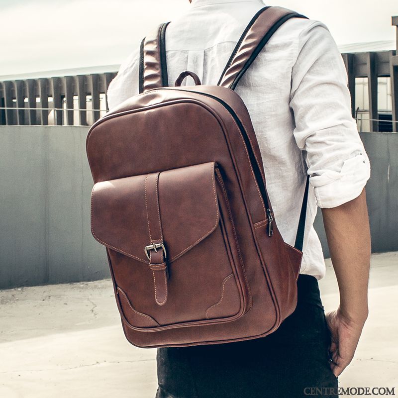 Sac À Dos Homme Mode Cartable Loisir Sac D'ordinateur Portable Rétro Britanique Brun